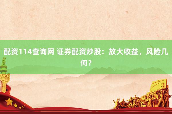 配资114查询网 证券配资炒股：放大收益，风险几何？