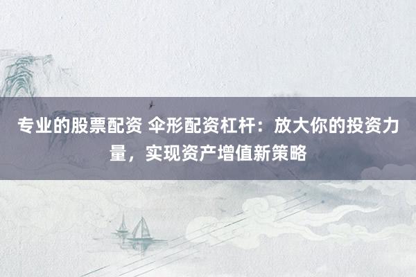 专业的股票配资 伞形配资杠杆：放大你的投资力量，实现资产增值新策略