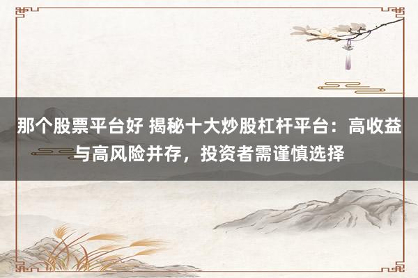 那个股票平台好 揭秘十大炒股杠杆平台：高收益与高风险并存，投资者需谨慎选择