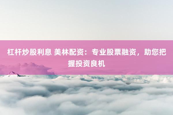 杠杆炒股利息 美林配资：专业股票融资，助您把握投资良机