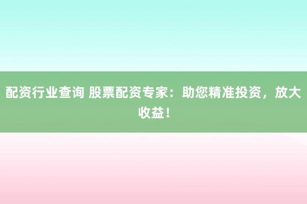 配资行业查询 股票配资专家：助您精准投资，放大收益！