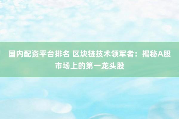 国内配资平台排名 区块链技术领军者：揭秘A股市场上的第一龙头股