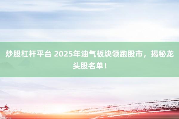 炒股杠杆平台 2025年油气板块领跑股市，揭秘龙头股名单！