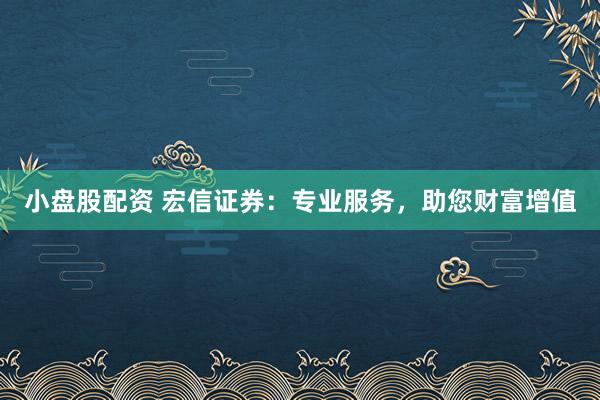 小盘股配资 宏信证券：专业服务，助您财富增值