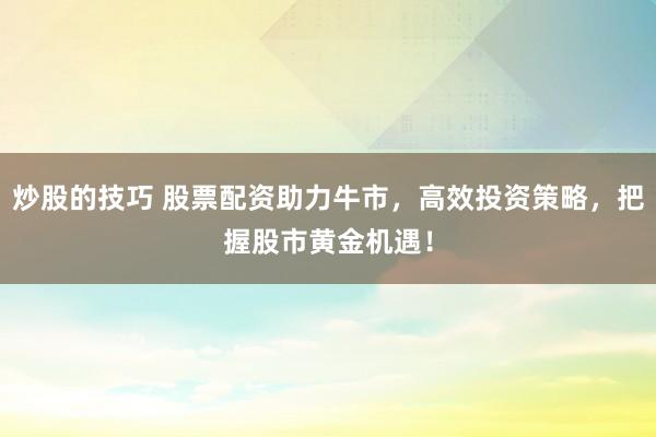 炒股的技巧 股票配资助力牛市，高效投资策略，把握股市黄金机遇！