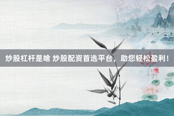 炒股杠杆是啥 炒股配资首选平台，助您轻松盈利！