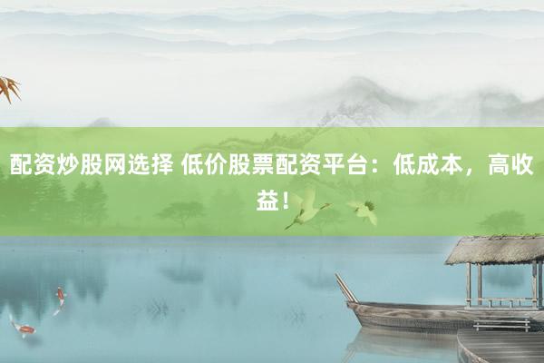 配资炒股网选择 低价股票配资平台：低成本，高收益！