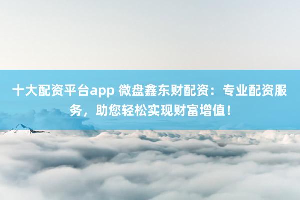 十大配资平台app 微盘鑫东财配资:专业配资服务,助您轻松实现财富增值!