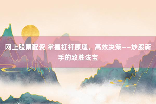 网上股票配资 掌握杠杆原理，高效决策——炒股新手的致胜法宝