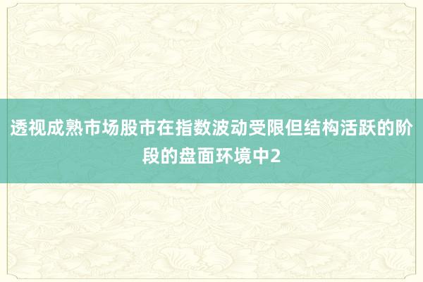 透视成熟市场股市在指数波动受限但结构活跃的阶段的盘面环境中2