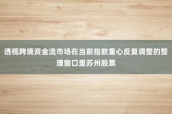 透视跨境资金流市场在当前指数重心反复调整的整理窗口里苏州股票