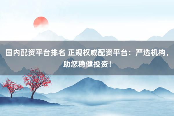 国内配资平台排名 正规权威配资平台：严选机构，助您稳健投资！